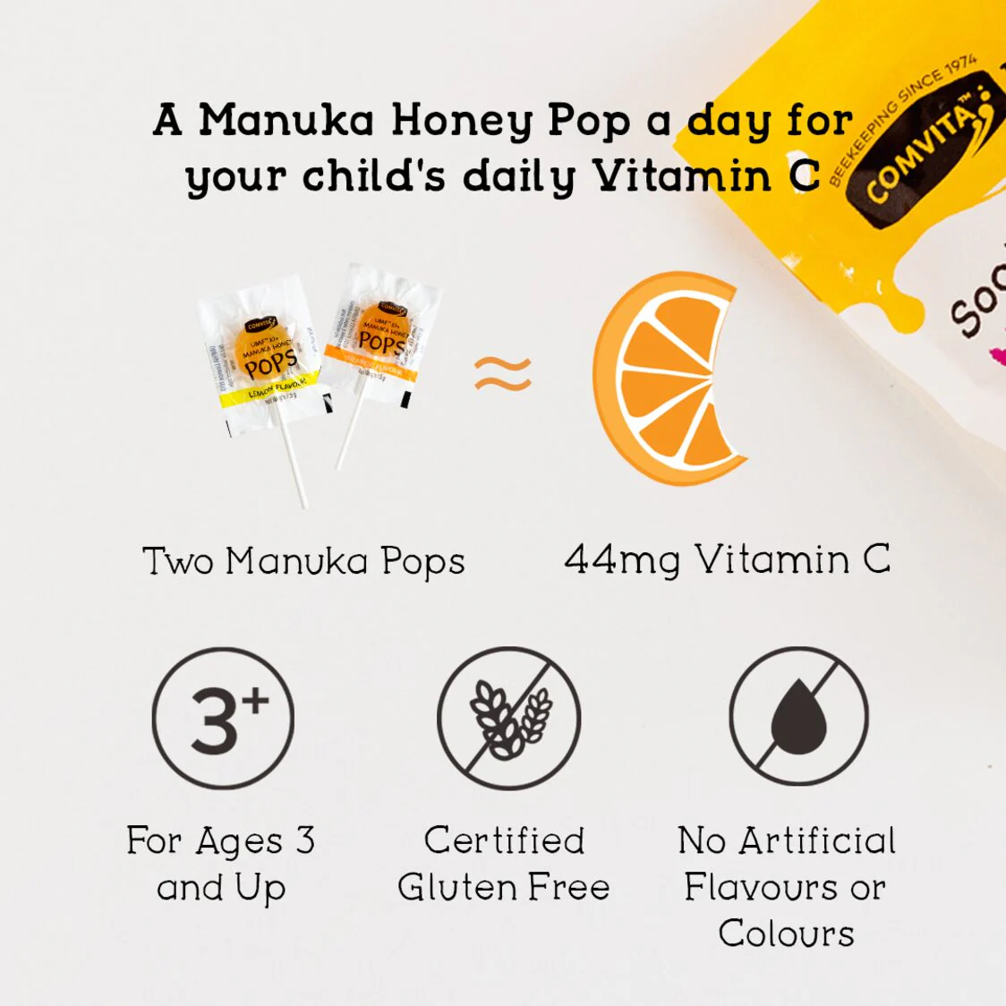 Comvita Kids UMF 10+ Manuka Honey Soothing Pops (15 Pops) - Image 3