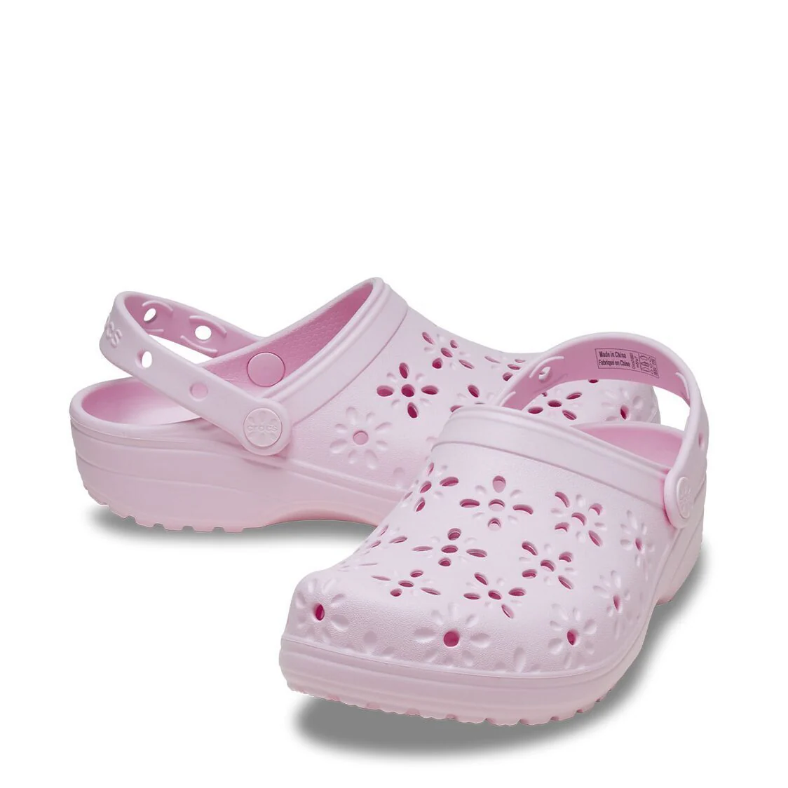 Crocs Classic Floral Cut Out Clog - Pink Milk - Image 3