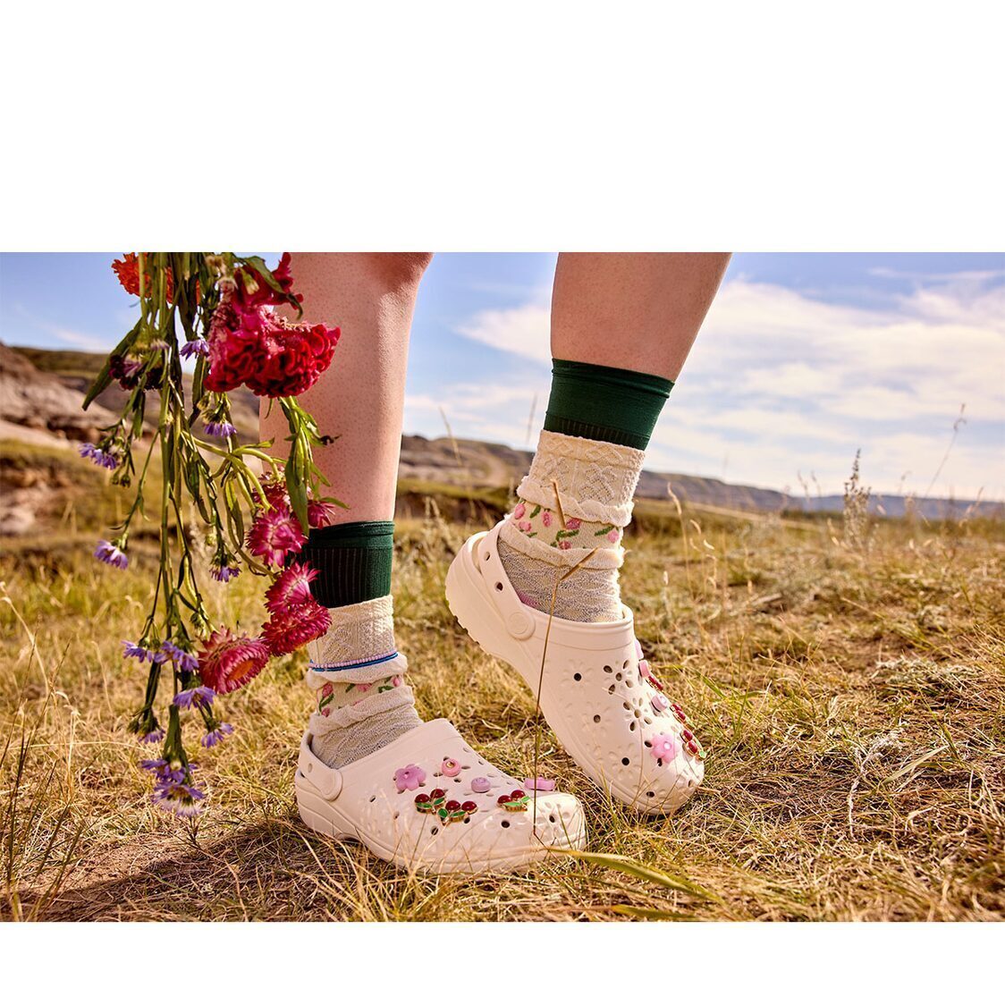 Crocs Classic Floral Cut Out Clog - Pink Milk - Image 7