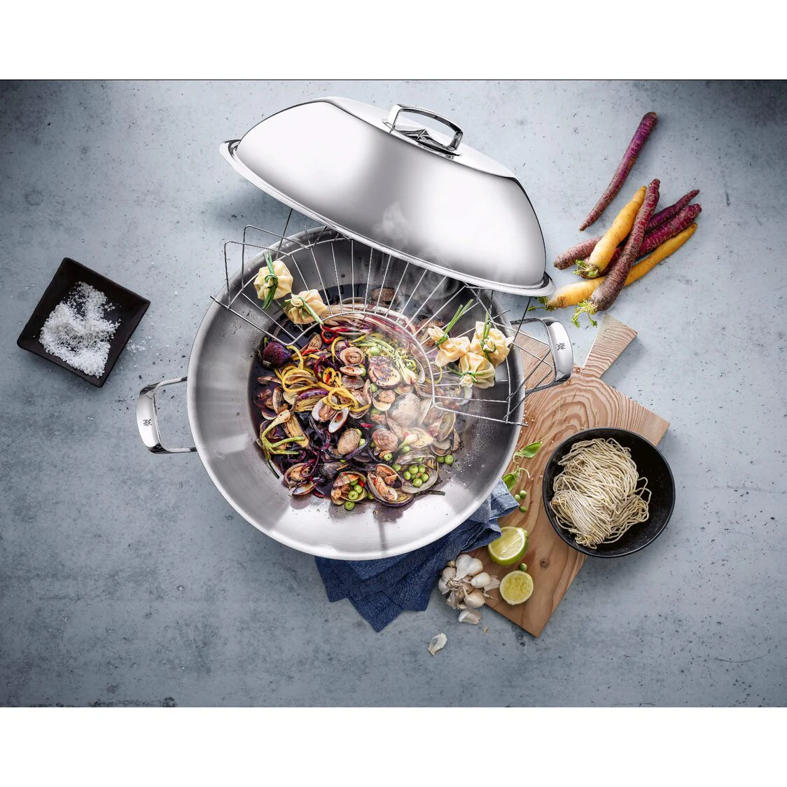 WMF 36cm Multi-Ply Wok with Stainless Steel Lid (07-9959-6040) - Image 5
