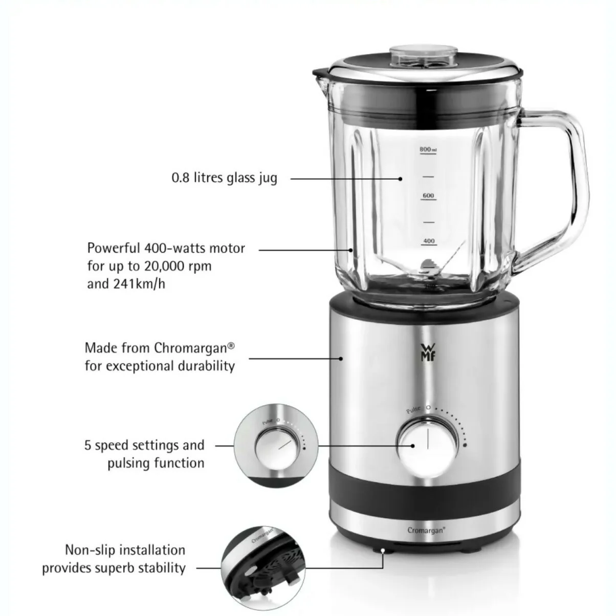 WMF KITCHENminis Glass Blender 0.8L (04-1649-8811) - Image 4